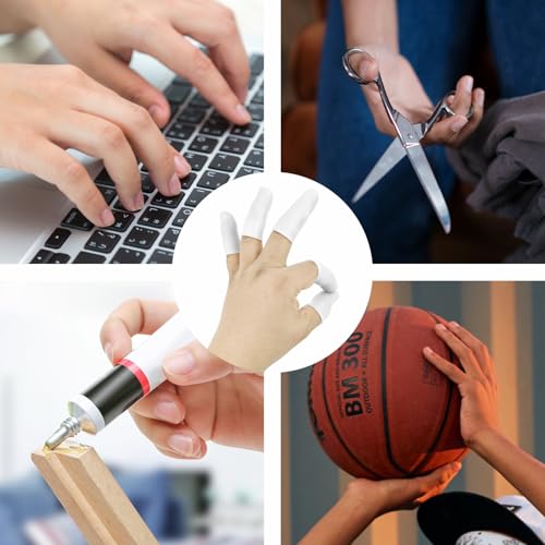 5 Pack Gel Finger Cots, White Fingertip Bandages, Silicone Finger Protectors, Finger Covers for Cracked Fingertip Treament, Finger Arthritis (5)