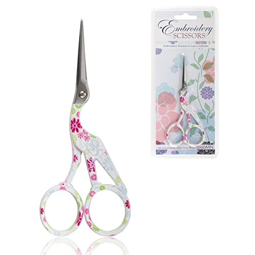 JubileeYarn Pointed Tip Embroidery Craft Stainless Steel Stork Scissors - White - 1 Unit - color: Stork White, size: 1 Unit