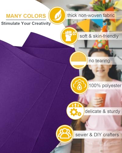 Purple Felt Fabric 72" x 36", Large Stiff Craft Felt Sheet by The Yard - color: Purple, size: 72" X 36" (1 Yard)