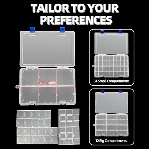 DUOFIRE Plastic Organizer Storage Box, Adjustable Divider 34 Grids, 4 Pack - color: White, size: 34 Grids, White X 4