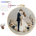 HCANPER Sweet Couple Embroidery Starter Kit, Valentine's Day Gifts，DIY Needle Punch Kit, Punch Needle Kits for Beginners,Include Pre-Printed Fabric,Tools,Embroidery Hoop,Threads. (One) - color: One