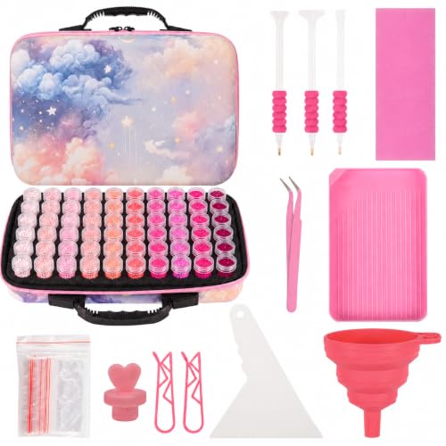 MERATIA Diamond Art Storage Organizer, 60 Jars with Accessories - color: Starlit Mist-60 Slots