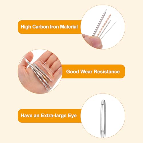 uxcell 100Pcs Large Eye Needles, 2.36" 2mm High Carbon Iron Embroidery Thread Needle Sewing Blunt Needle Knitting Needles for Hand Sewing Art Crafts, Silver - size: 2.0x60mm