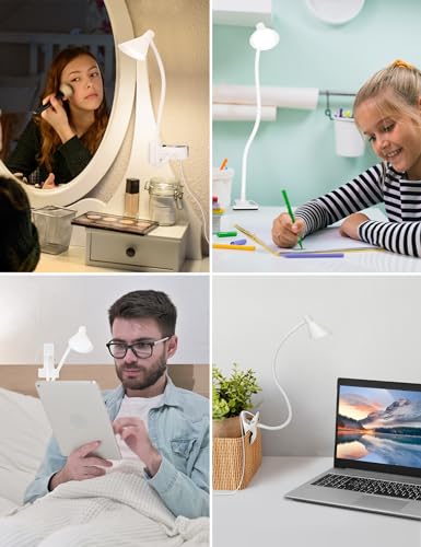 LiFMIRA Desk Lamp Clip on Light USB Reading Light 3 Color Modes White - color: White