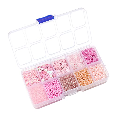 Pink Glass Seed Bugle Tube Beads for Jewelry Making - color: pink