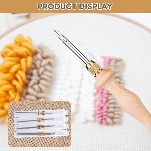 Punch Needle Tool with 5 Needles and Storage Box,Adjustable Needle Punch - color: Pink, size: 1 Set
