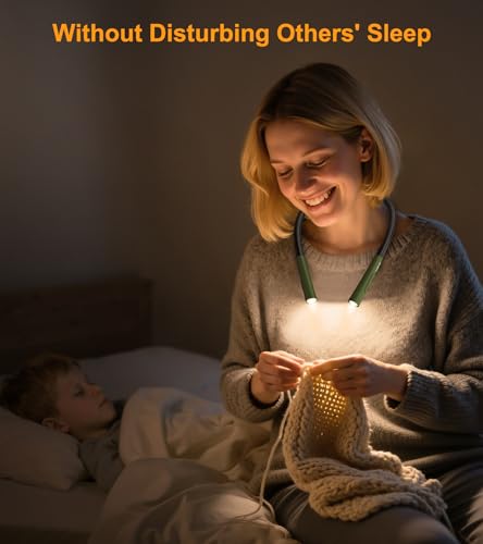Gritin Book Light, Eye Caring 4-Color&5-Brightness Neck Light Reading Light - color: Deep Green, size: Upgraded