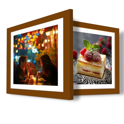 Betionol Diamond Painting Frames 2 Pack, Display 12x12in/30x30cm Diamond Painting Pictures or Photos, Brown Natural Solid Wood Picture Frame with Acrylic Protection Glass, Back Mat And Hanging Kit - style: Brown - Double