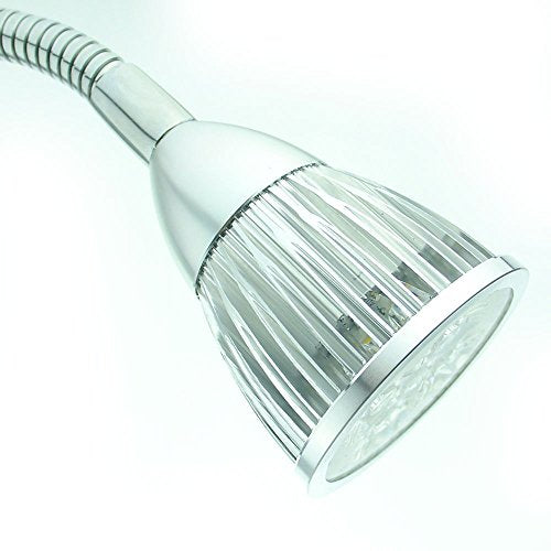 QUANS 5W High Power Clip-on Flexible Gooseneck Warm White LED Desk Light - color: Silver (Warm White) Non-Dim