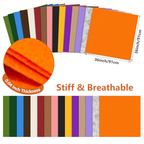 Orange Stiff Felt Sheet 36'' X 36'', 1mm Large Felt Fabric Sheet for Crafts - color: Orange