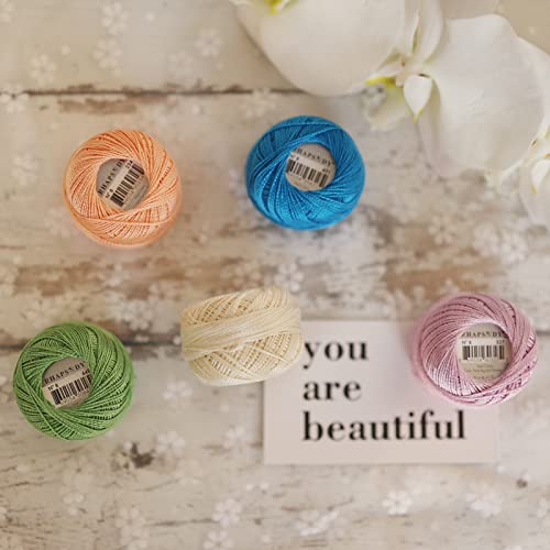 Rhapsody Pearl Cotton Thread Size 8 Crochet Thread Perle 12 Balls Set Hand Knitting, Embroidery, Sashiko, Cross-Stitch, Sewing, Needlepoint, DIY, Quilting (DK Electric Blue, Col. 431) - color: DK Electric Blue, Col. 431