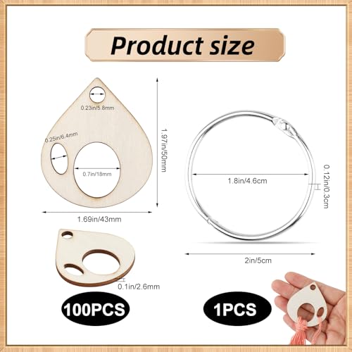 101pcs Wooden Thread Drops,1.97x1.38 Inch Teardrop Embroidery Floss Organizer with Floss Ring Cross Stitch Bobbins for DIY Sewing Storage,Craft Supplies(Style B) - color: Teardrop Shape
