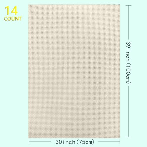 Aida Cloth 14 Count Cross Stitch Fabric Cross Stitch Aida Cloth for Embroidery and Needlework (Khaki, 30 * 39inch) - color: Khaki