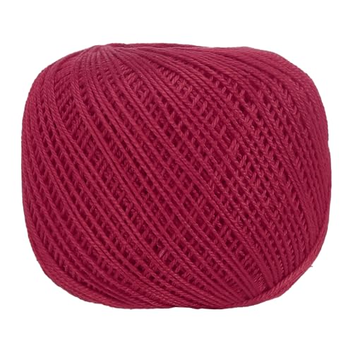 MECCANIXITY Crochet Thread Pearl Cotton Size 3 Deep Red Pearl 164 Yards for Crocheting Tatting Knitting Embroidery Sewing - color: Deep Red