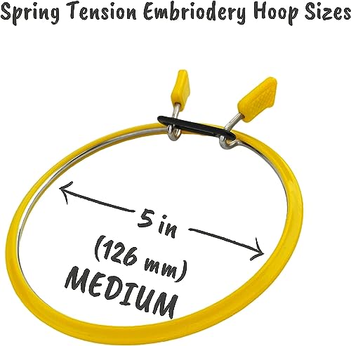 Nurge Metal Embroidery Hoops - Premium Spring Tension Embroidery Hoop for Cross Stitch - Durable Ring with Quick Release Safety Clip - Ideal for Crafters,Beginners & Professionals - Yellow - Medium - color: Yellow, size: Medium