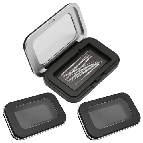 3Pcs Magnetic Pin Holder Box with Transparent Acrylic Lid, Strong Built-In Magnet Secures Pins Under 6.5cm, Sewing Needle Organizer Box with Snap Closure, Craft Supplies Storage Gift for Sewers - color: 3Pcs