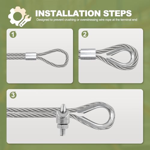M3 Wire Rope Thimble, 304 Stainless Steel Thimble for 3/32-1/8 Inch Diameter Wire Rope, 4 Pieces - size: M3