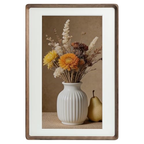 12x18 Walnut Wood Picture Frame for Wall, Matted to 11x17 - size: 12×18