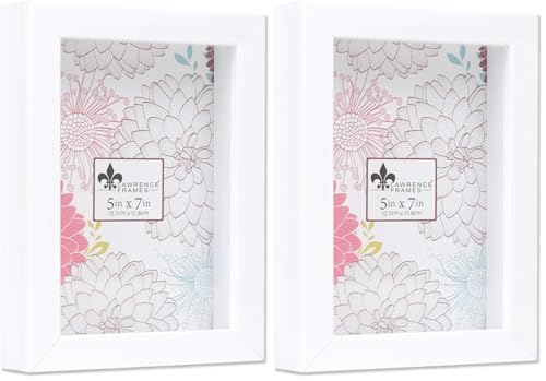 Lawrence Frames 785257 Shadow Box Frame, 5x7, White (Pack of 2) - color: White, size: 5 x 7 inches (Pack of 2)