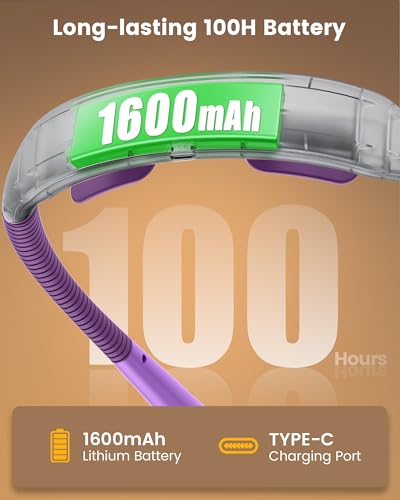 Glocusent Neck Light with Timer, 100 Hours Book Light for Bedtime Reading - color: Purple