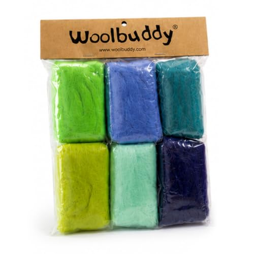 Woolbuddy Merino Wool Roving Kit for Needle Felting (Spring) 10g Per Color - color: Wool Bag Spring