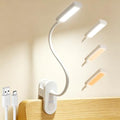 Clip on Light, Desk Lamp with Clamp for Bed, Home Office, Craft (White) - color: White