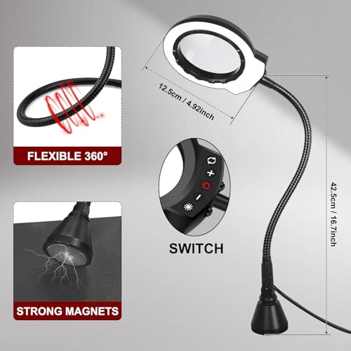 NEWACALOX Magnetic Magnifying Lamp for Helping Hands Station