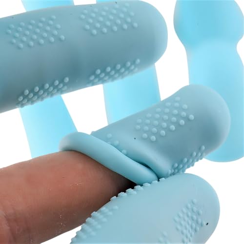 Finger Protectors [Flex Series - 12-Pack] Silicone Non-Stick Finger Covers [Turquoise - Small (6) / Medium (6)] for Hot Glue/Sewing/Wax/Rosin/Resin/Honey/Adhesives/Scrapbooking - color: Small & Medium - Turquoise [12-Pack]