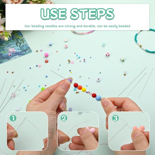 GarfxG 80 PCS Bead Needle Set, Straight Seed Big Eye Twisted Beading Needle - style: Set B