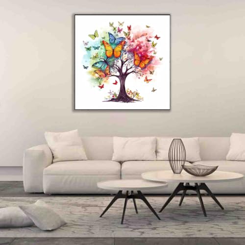 DYAIANGMU Tree of Life Stamped Cross Stitch Kit for Adults 13.7x13.7 inches - color: cat