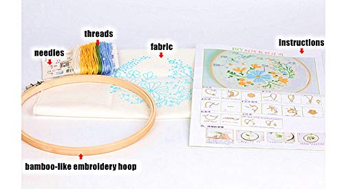Awesocrafts Embroidery Kit Myosotis Sylvatica Flowers Full Range of Embroidery Starter Kits for Beginners Adults DIY Handmade Easy Patterns (Blue Flowers) - color: Blue Flowers