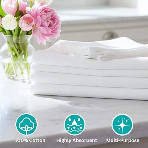 Flour Sack Towels - Tea Towel for Crafts, Kitchen Dish Cotton Blank Towel for Embroidery, Baking Bread Proofing Linen Cover, Super Absorbent Quick Dry (White, 18"x28" Pack of 6) - size: 18"x28" Pack of 6
