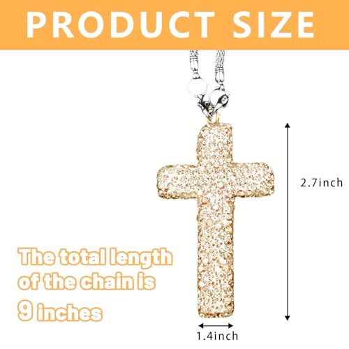 Bling Car Rear View Mirror Accessories Hanging Pendant,Cross Crystal Rhinestone For Car Mirror Hanging,Double-Sided Cross Diamond Religious,Interior Men Women Car Accessories - color: Gold
