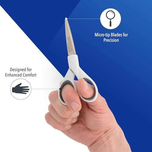 Westcott 5-Inch Micro-Tip Fabric Scissors with Titanium-Bonded Blades - Craft Scissors for Paper and Fabric, Sewing, and More - size: 5-Inch, style: 5" Straight