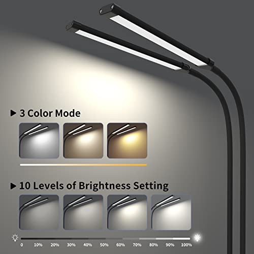 iZELL Desk Lamp, [2 LED Tube] Desk Lamps for Home Office with Clamp, Flexible Gooseneck LED Book Light, Easy Clip on Reading Lights for Bedrooms Beside Table Headboard College Dorm Bed Room - Black - style: 2 LED Lamp