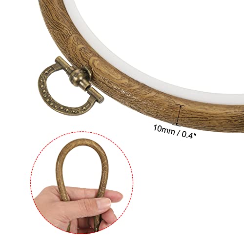 MECCANIXITY Embroidery Hoop Frame 4.7 Inch Round Imitated Wood Circle Cross-Stitch Ring for Art Craft Sewing Ornament, Pack of 2 - size: 4.7"