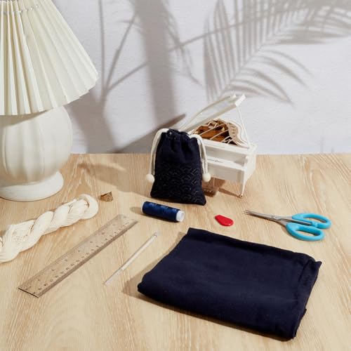 INFUNLY 3pcs Sashiko Drawstring Bag Kit DIY Sashiko Stencil Acrylic Template Kit Sewing Handbag Kits Wave Pattern Needlepoint Sewing Bag Kits with Instruction Cloth Needle Thread for Beginner Adults - style: Black wave pattern