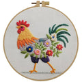 Esffaci Embroidery Starter Kit for Adult Beginner with Funny Rooster Flowers Pattern Hand Embroidery Set with Cloth Hoop Needle Threader Floss and Instruction - color: Rooster