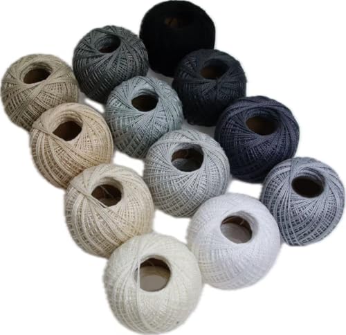 KCS Mercerized Pearl Cotton Thread Size 8 Crochet Needlework Embroidery Threads Ball (12, 12balls01) - color: 12balls01