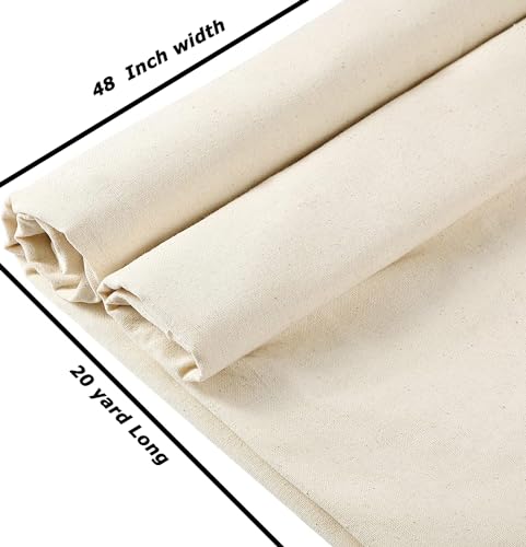 20 Yard 100% Cotton Muslin Fabric, 48" Wide, Medium Weight - Unbleached - color: Natural (Unbleached), size: 20 Yard