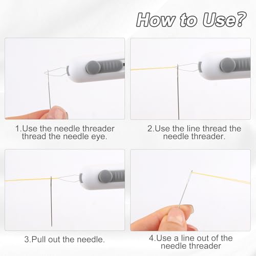 Automatic Needle Threaders Seam Ripper, Upgraded 3 in 1 Sewing Needle Threader Tool, 2Pcs Stretchable Quick Seam Rippers with Needle Storage for Hand Quilling, Embroidery Stitch Removal(Grey) - color: Grey