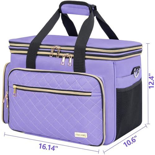 Knitting Bag, Crochet Bag Organizer, Yarn Storage Bag with Divider - color: Purple