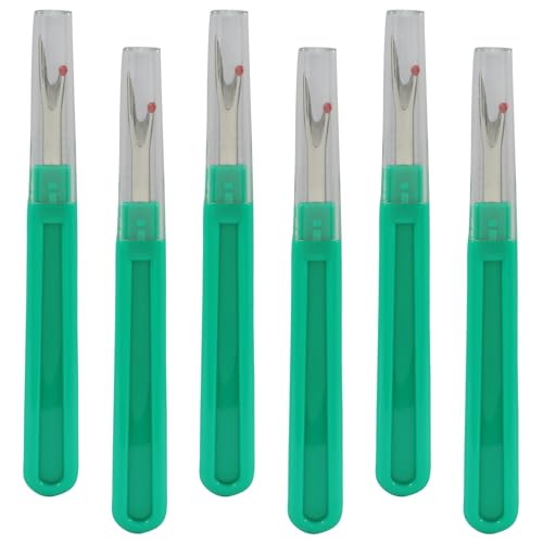 Hordion 6 PCS Seam Ripper Stitch Remover Tool, Green Seam Ripper Thread Cutter for Sewing Crafting Removing Embroidery Hems and Seams - color: Green
