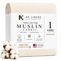 AK TRADING CO. Muslin Fabric/Textile Unbleached - Draping Fabric - Natural 1 Yard Medium Weight - 100% Cotton (63in. Wide) - color: Natural Unbleached, size: 1 Yard