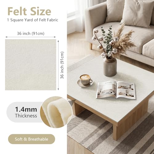 Ivory Soft Felt Sheet 36'' X 36'', 1.4mm Large Felt Fabric Sheet for Crafts - color: Lvory