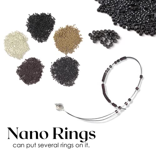 Hair Extension Nano Rings Threader Loop Hook Pulling Needle Tool 3pcs Micro Beads Links Feather Hair Extensions Threading Tool (12Pcs Threading Tool), Silver, 24cm