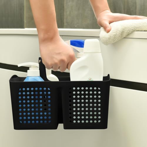 Portable Shower Caddy Basket with 3 Compartments and Handle, Dark Gray - color: Dark Gray