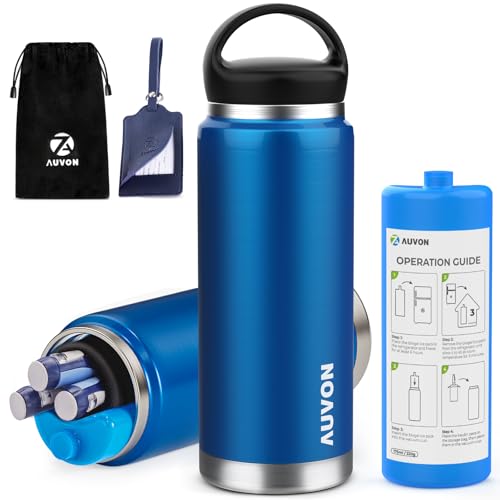 AUVON Large Vacuum Insulin Cooler Travel Case TSA Approved, 220g Ice Pack