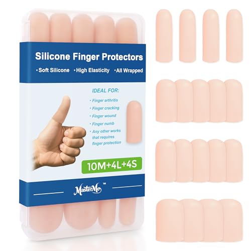 Gel Finger Cots Protectors, Silicone Covers, Bandages, Caps & Sleeves, Nude - color: Nude, size: M(10)+L(4)+S(4)
