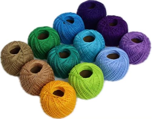 KCS Mercerized Pearl Cotton Thread Size 8 Crochet Needlework Embroidery Threads Ball (12, 12balls14) - color: 12balls14